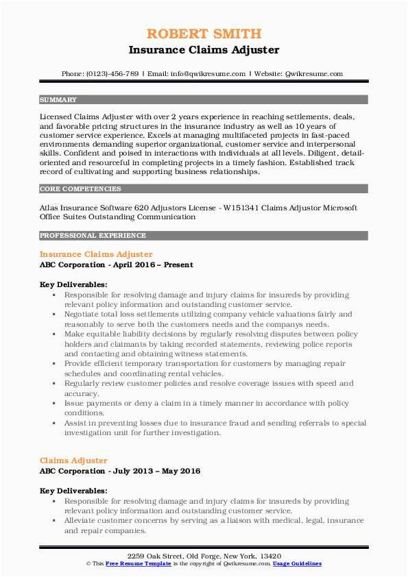 Resume Templates for Insurance Claims Adjuster Claims Adjuster Resume Samples