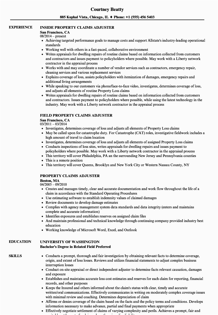 Resume Templates for Insurance Claims Adjuster Insurance Adjuster Test New York