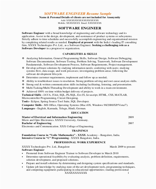 Resume Templates software Engineer Free Download Free 13 Sample software Engineer Resume Templates In Ms