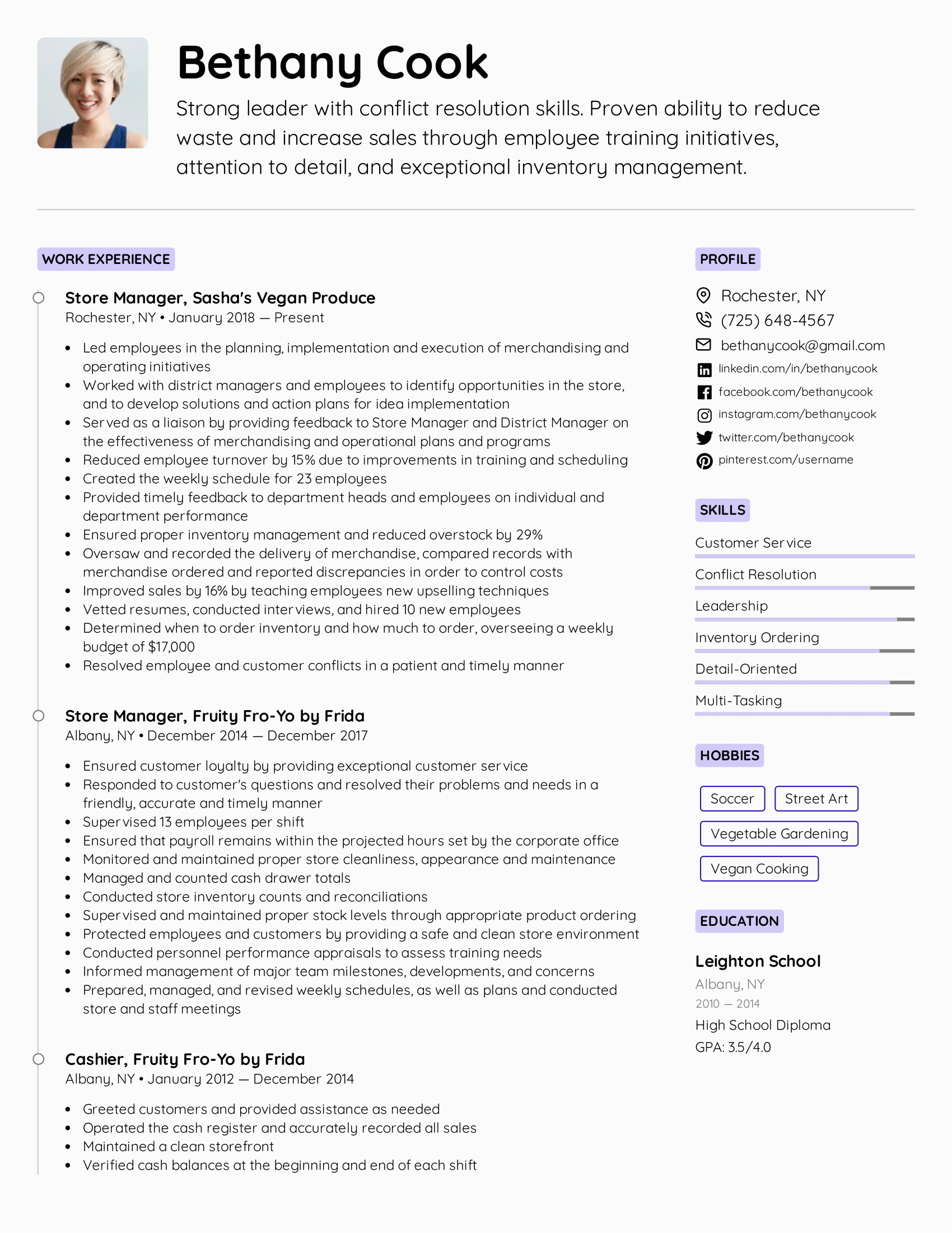 Retail Management Resume Examples and Samples Store Manager Resume Example & Writing Tips for 2020