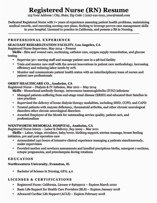 Rn List Of Duties Resume Samples Skilled Facility Help Writing A Nursing Resume Nurse Resume Example [2019]