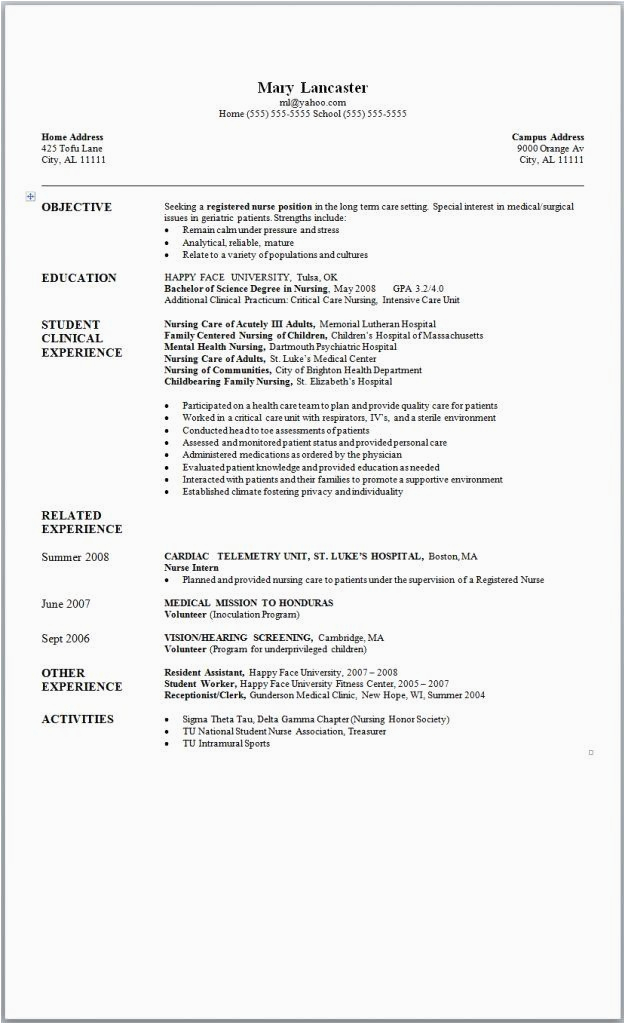 Rn Resume format for College Admission Sample 25 Nursing Student Resume Examples In 2020