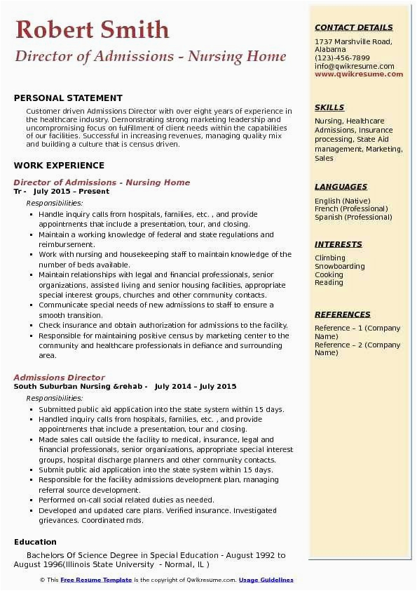 Rn Resume format for College Admission Sample Director Nursing Resume Lovely Admissions Director Resume Samples
