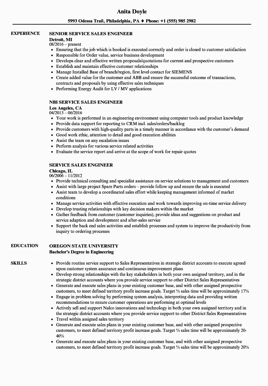 Sales and Service Engineer Resume Sample Technical Sales Sales Engineer Resume Example Finder Jobs