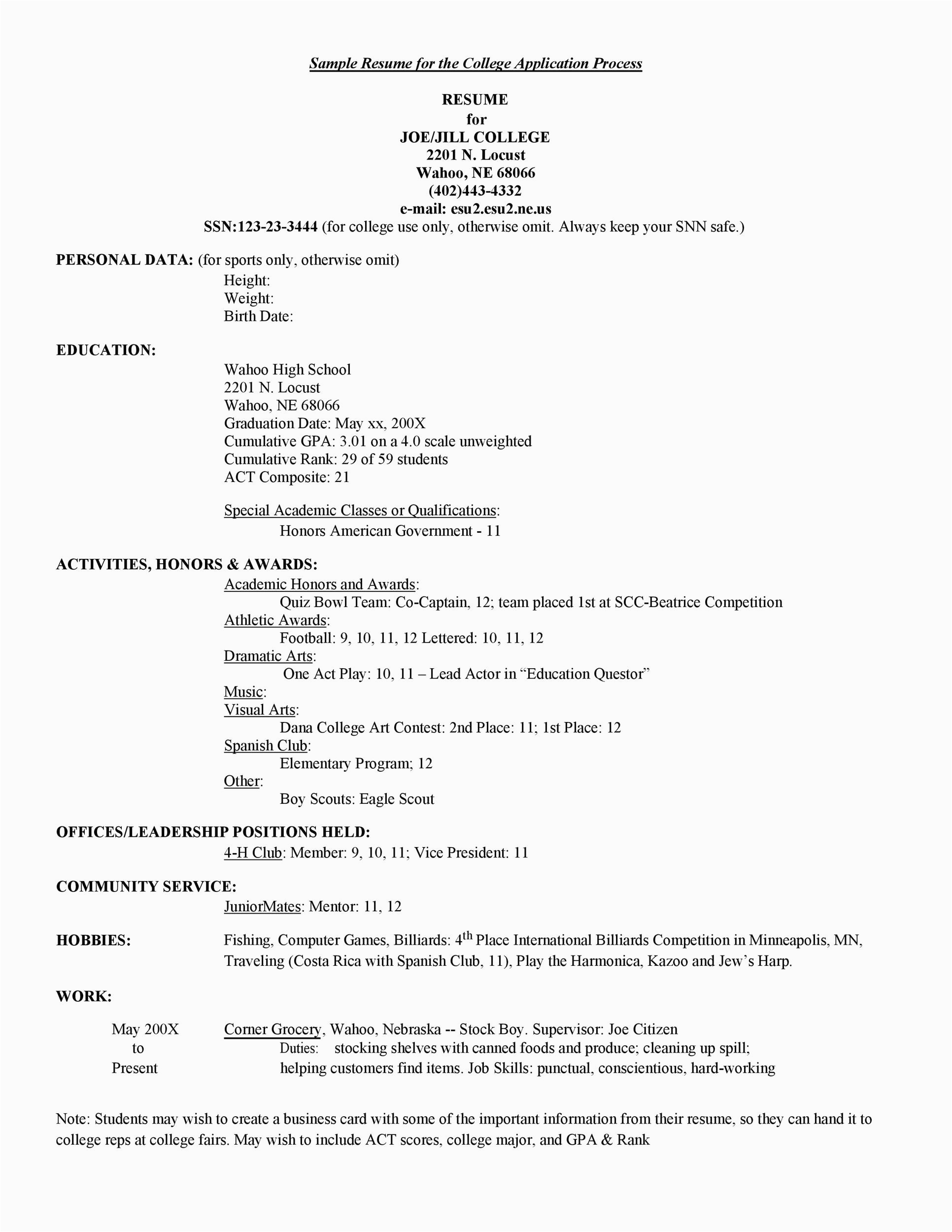 Sample Academic Resume for College Application 50 College Student Resume Templates & format Templatelab