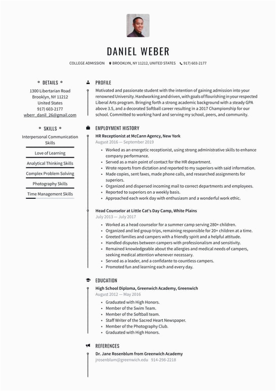 Sample Academic Resume for College Application College Admissions Resume Examples & Writing Tips 2022 Free Guide