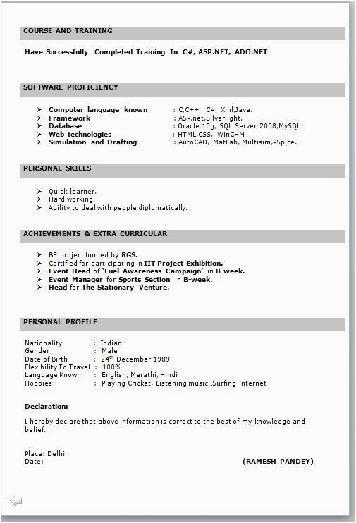Sample Achievements In Resume for Freshers How to Write Achievements In Resume for Freshers
