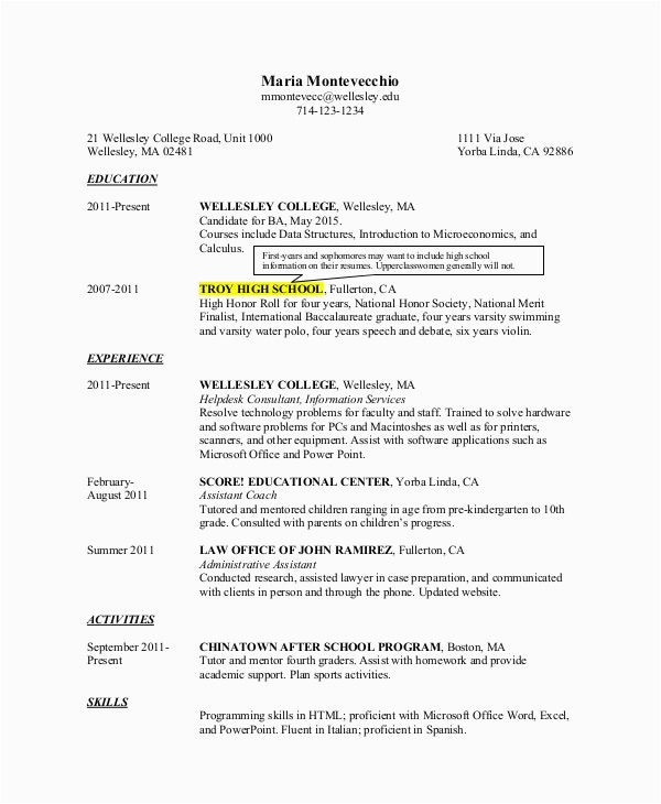 Sample College and High School Resume 10 High School Resume Templates Examples Samples format
