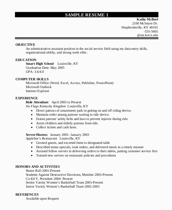 Sample College and High School Resume Free 10 Sample Resume for College Student In Ms Word