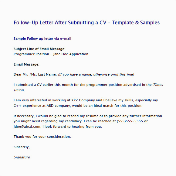 Sample Follow Up Letter after Emailing Resume Free 5 Sample Follow Up Emails In Pdf