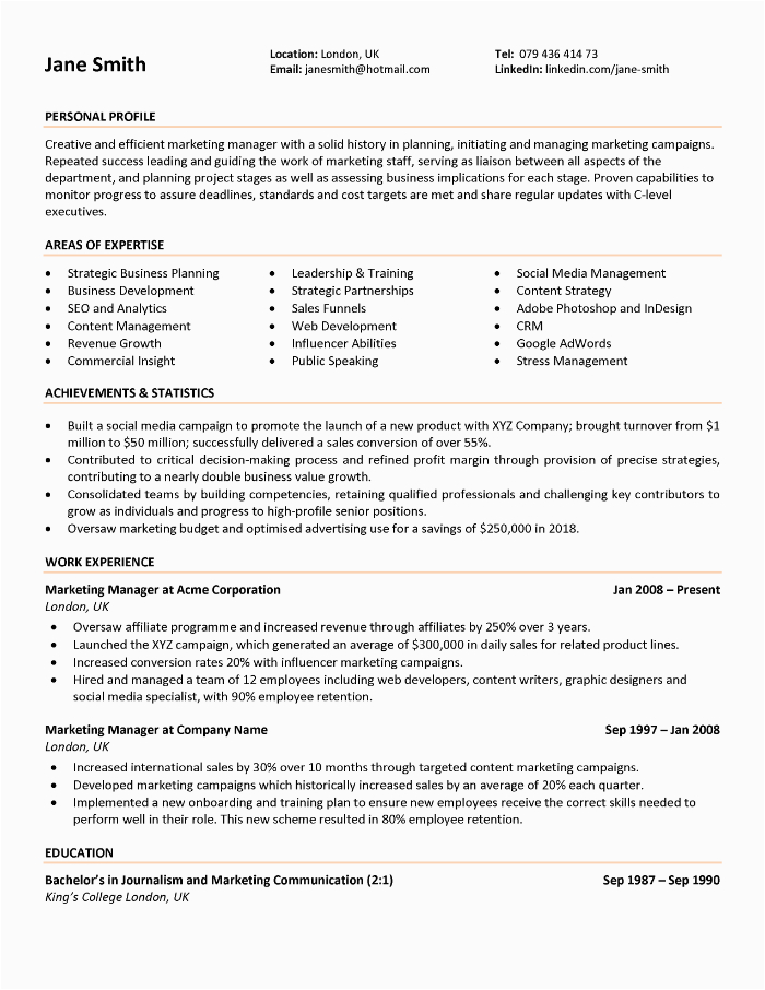 Sample for A Combination Resume for It How to Write A Bination Résumé Example
