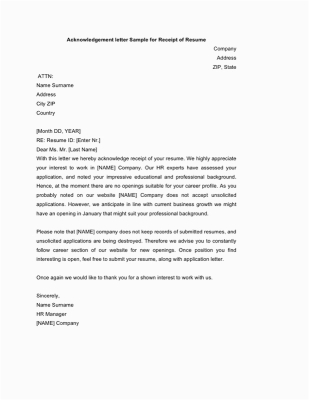 Sample Letter for Recpiep Of Resume 31 Acknowledgement Letter Templates Free Templates In Doc Ppt Pdf