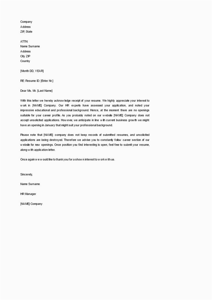 Sample Letter for Recpiep Of Resume Acknowledgement Receipt Of Resume Sample Letter Do You Need to