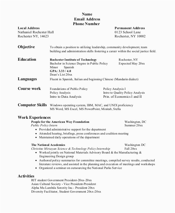 Sample Objective On Resume Of A Student Student Resume Objective Examples for College