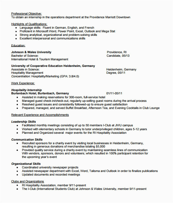 Sample Of Resume for College Internship Free 7 Sample Internship Resume Templates In Pdf