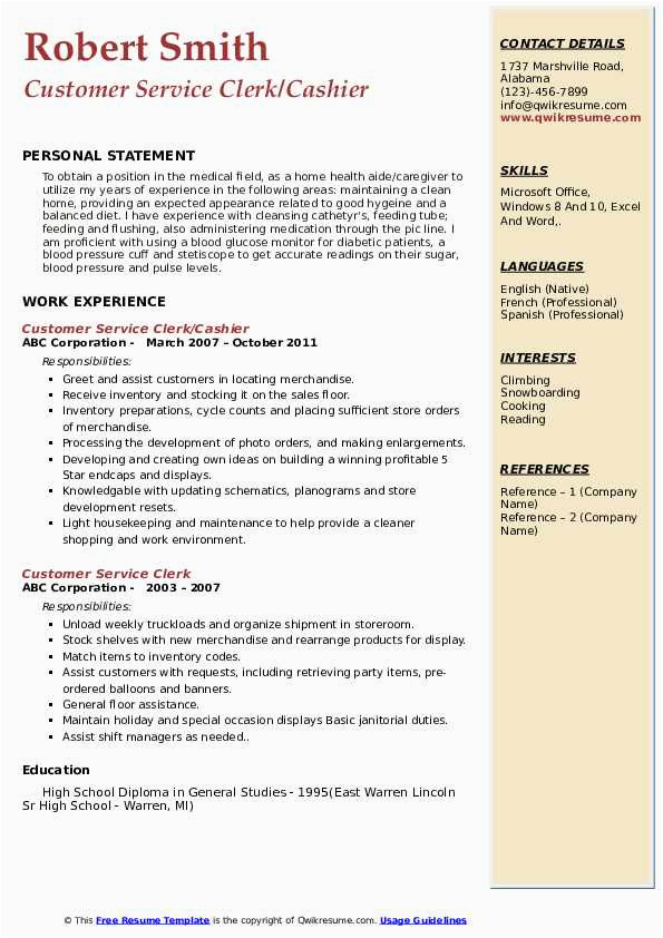 Sample Of Resume for Customer Service Clerk Customer Service Clerk Resume Samples