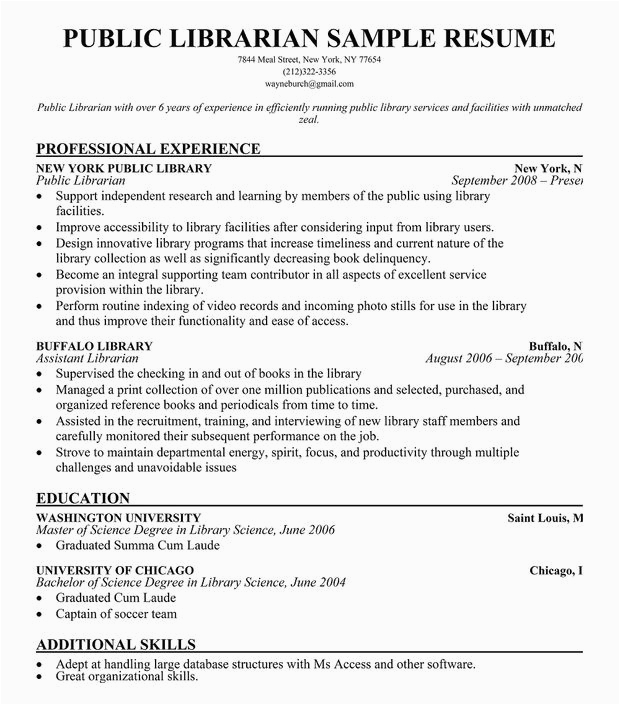Sample Professional Profiles for Public Librarian Resume Resume Samples and How to Write A Resume Resume Panion