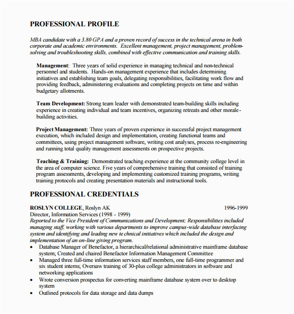Sample Professional Resume Applying for the Mba Program at College Free 5 Sample Mba Resume Templates In Pdf
