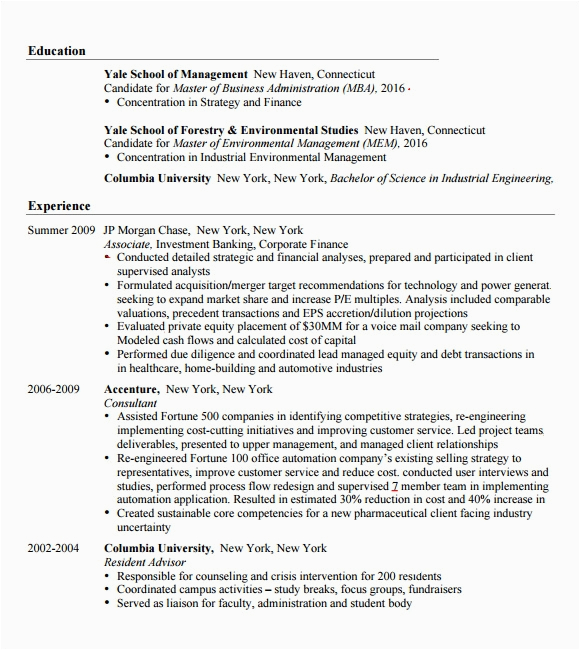 Sample Professional Resume Applying for the Mba Program at College Free 5 Sample Mba Resume Templates In Pdf