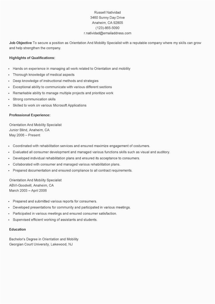 Sample Resume Cover Letter for Contract Specialist Contract Specialist Sample Resume Unique Sample orientation and