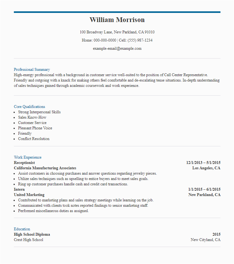 Sample Resume for A Customer Service No Experience 8 Call Center Resume Samples & the Skills to Include [templates]