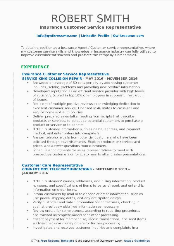 Sample Resume for A Customer Service Position In Insurance Company Insurance Customer Service Representative Resume Samples
