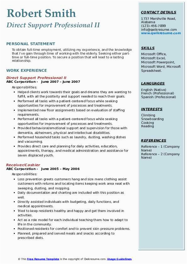 Sample Resume for A Direct Support Professional Direct Support Professional Resume Samples