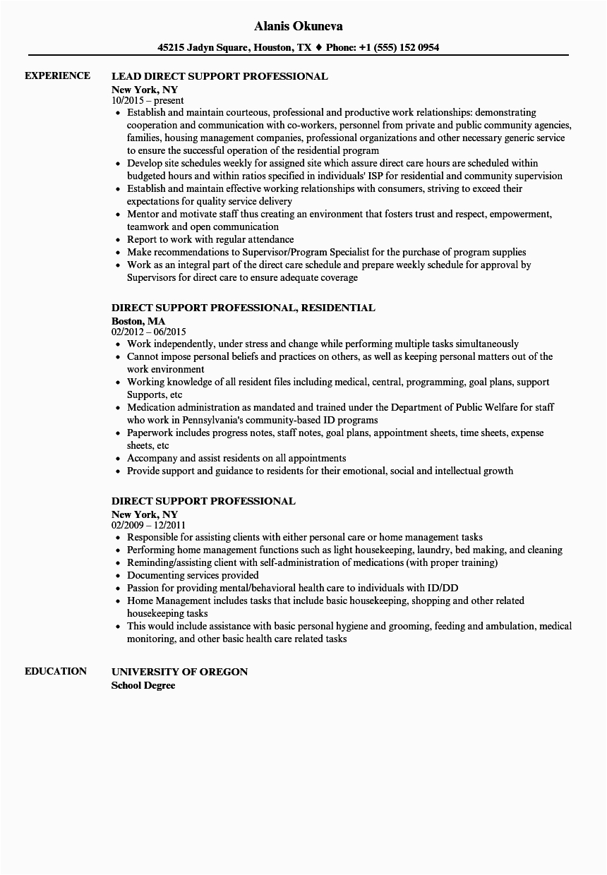 Sample Resume for A Direct Support Professional Direct Support Professional Resume Samples
