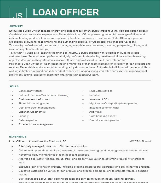 Sample Resume for A Finance Coop Best Loan Ficer Resume Example