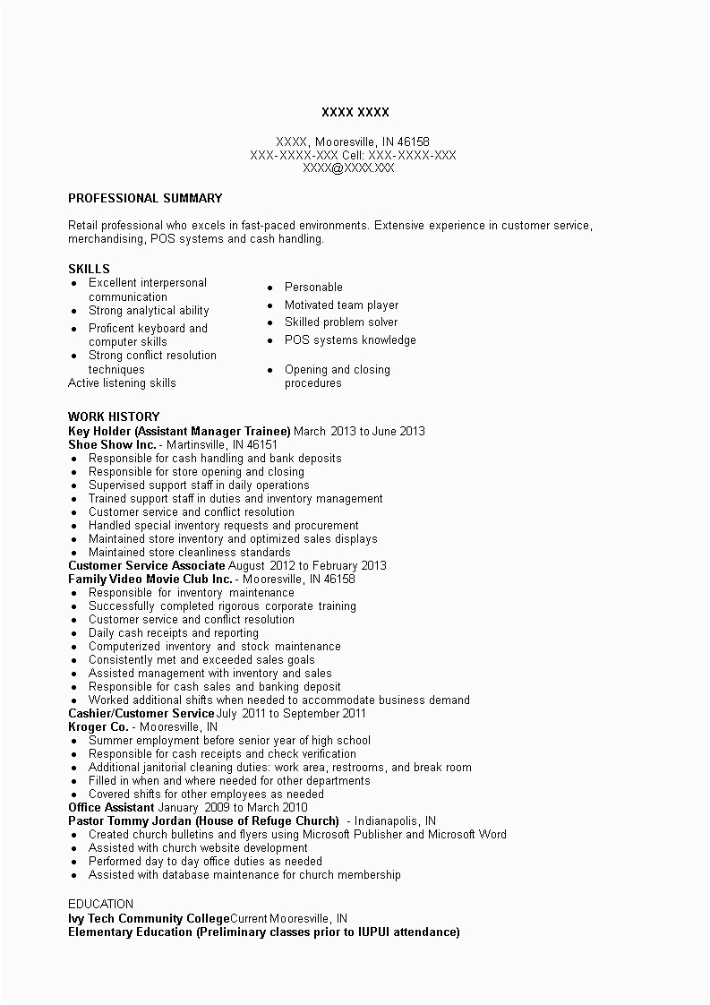 Sample Resume for assistant Manager Training assistant Manager Trainee Resume