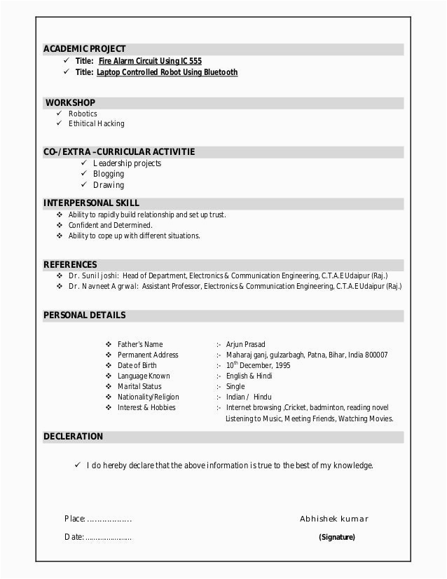 Sample Resume for assistant Professor In Electronics Engineering Ece Resume