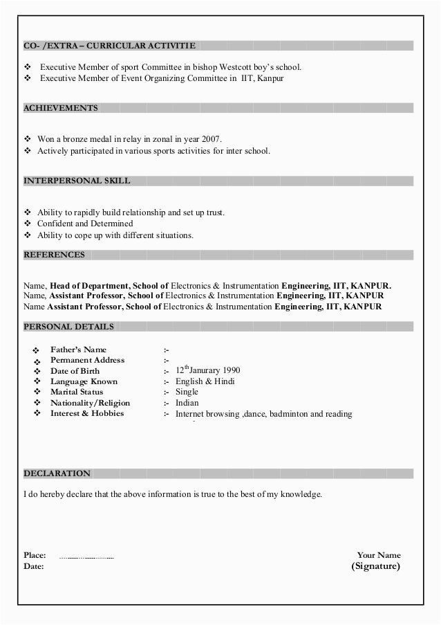 Sample Resume for assistant Professor In Electronics Engineering Latest Resume format