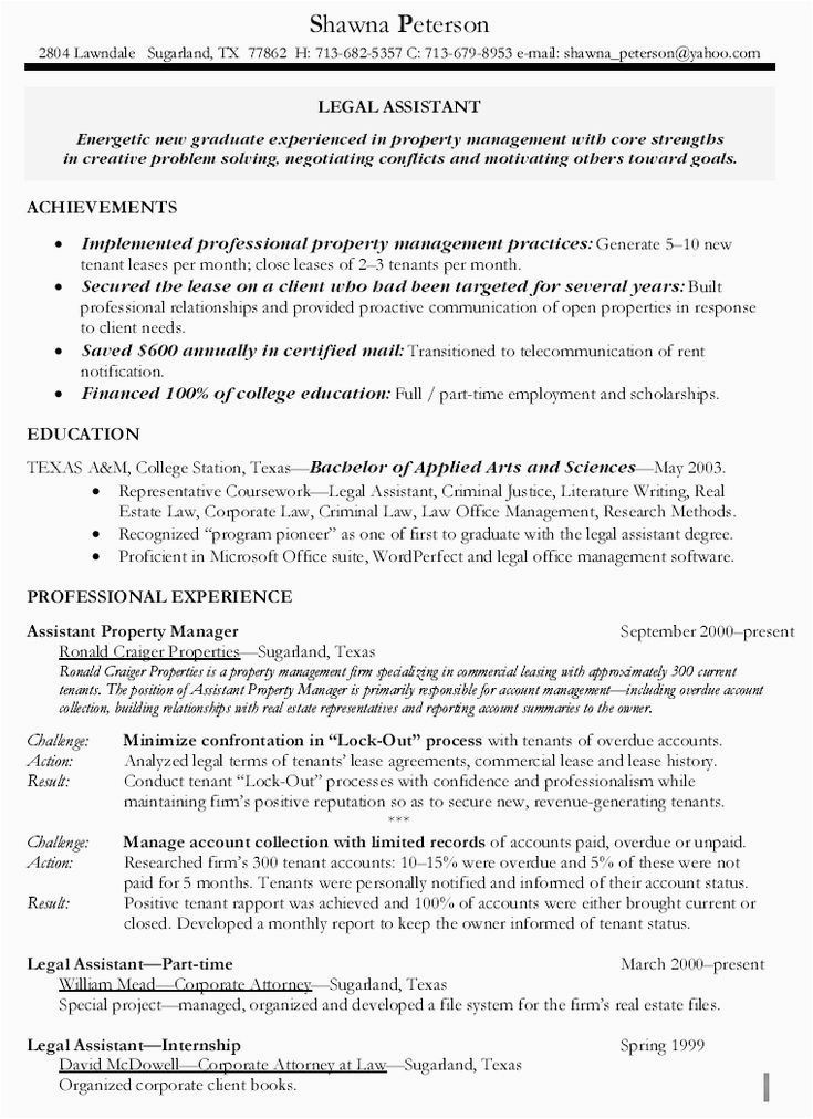 Sample Resume for assistant Property Manager Accomplishments √ 25 assistant Property Manager Resume