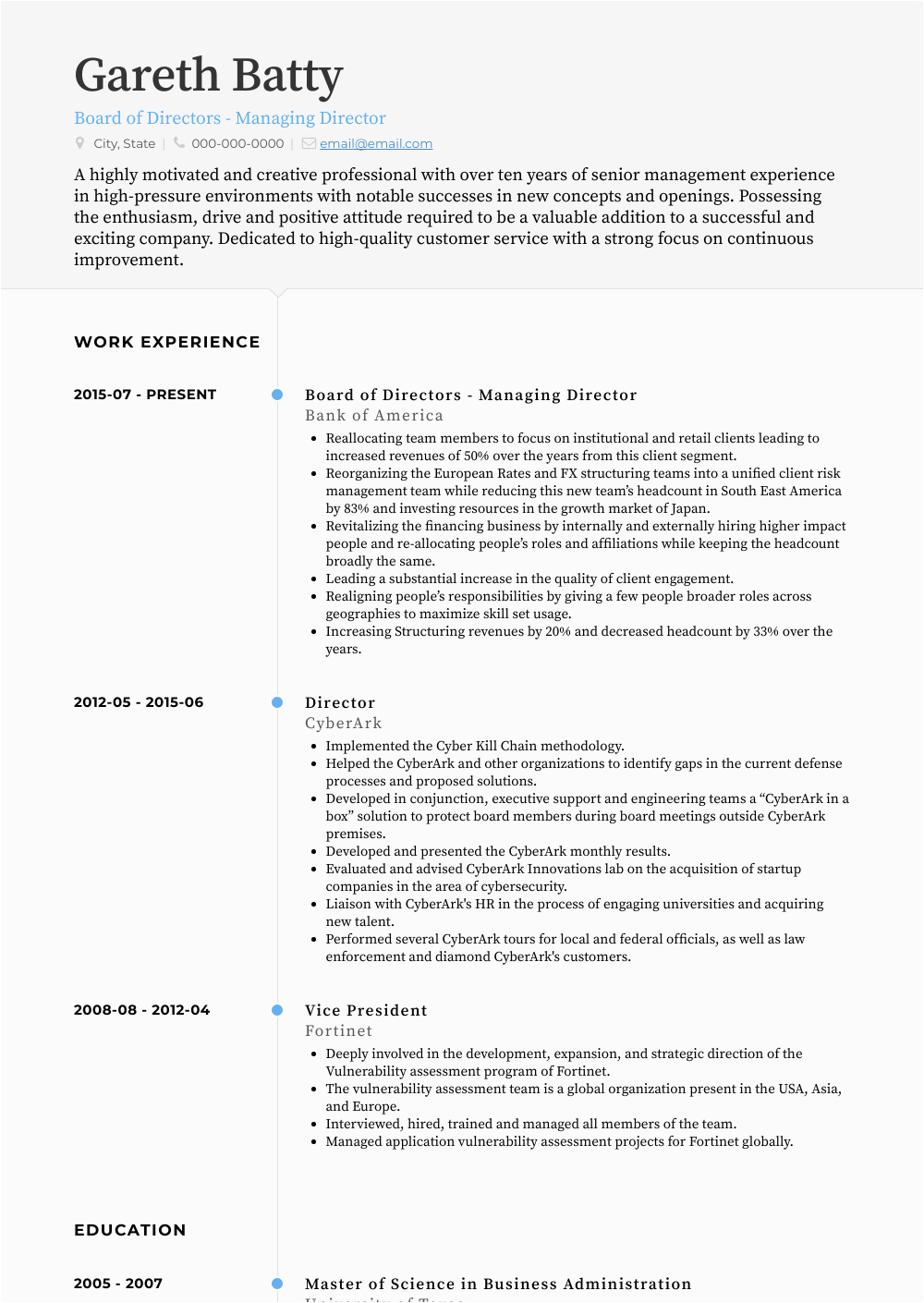Sample Resume for Board Of Directors Positions Board Directors Resume Samples and Templates