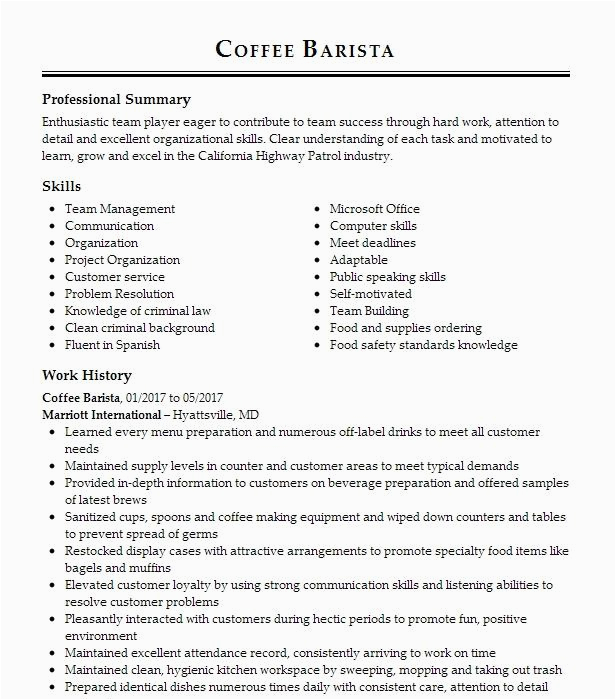 Sample Resume for Coffee Shop Barista Barista Coffee Master Resume Example Starbucks Coffee Co