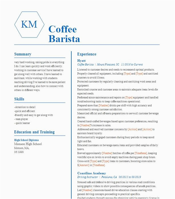 Sample Resume for Coffee Shop Barista Coffee Barista Resume Example Green Beans Coffee Phelan California