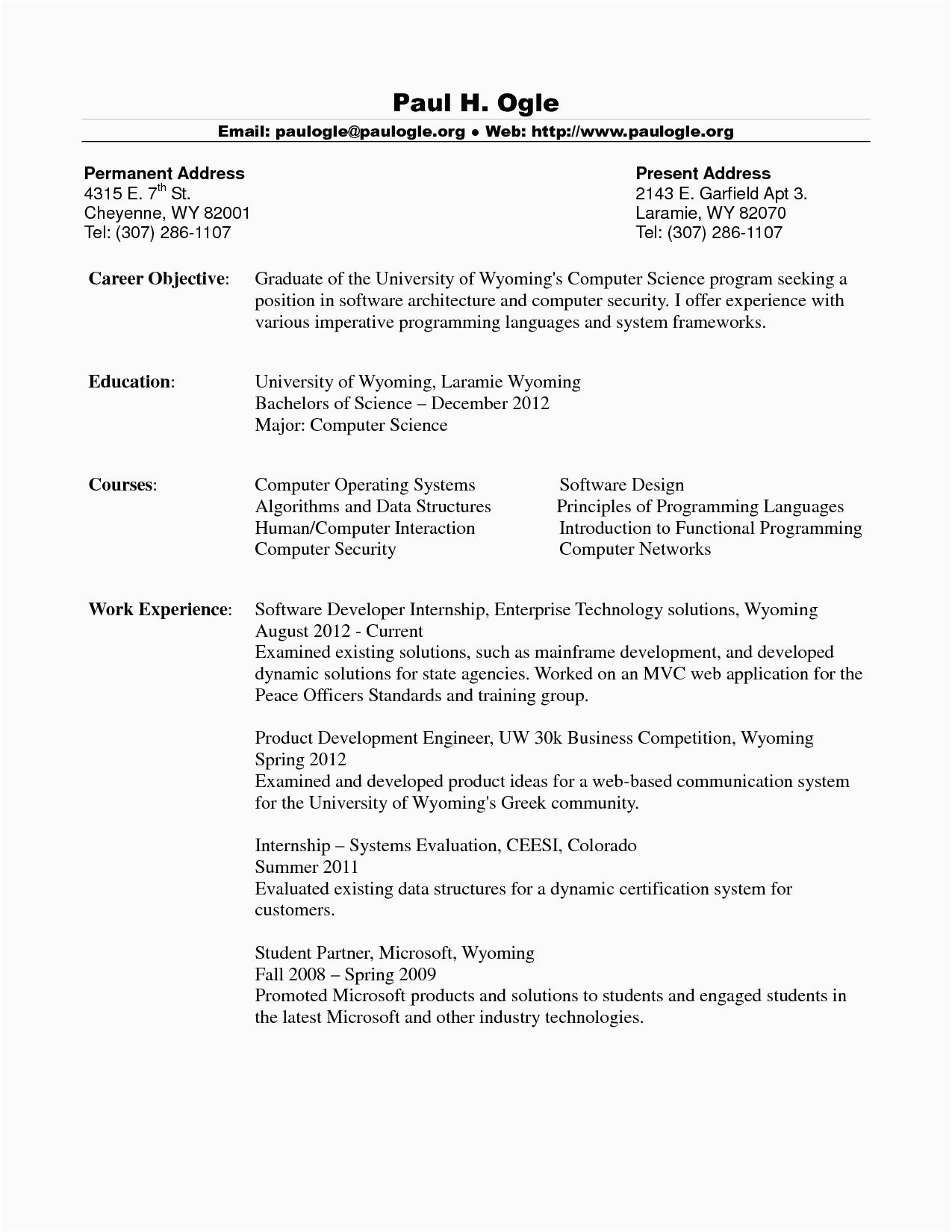 Sample Resume for College Application Ms Resume Ms In Puter Science Resume Ms In Puter Science Fresh In