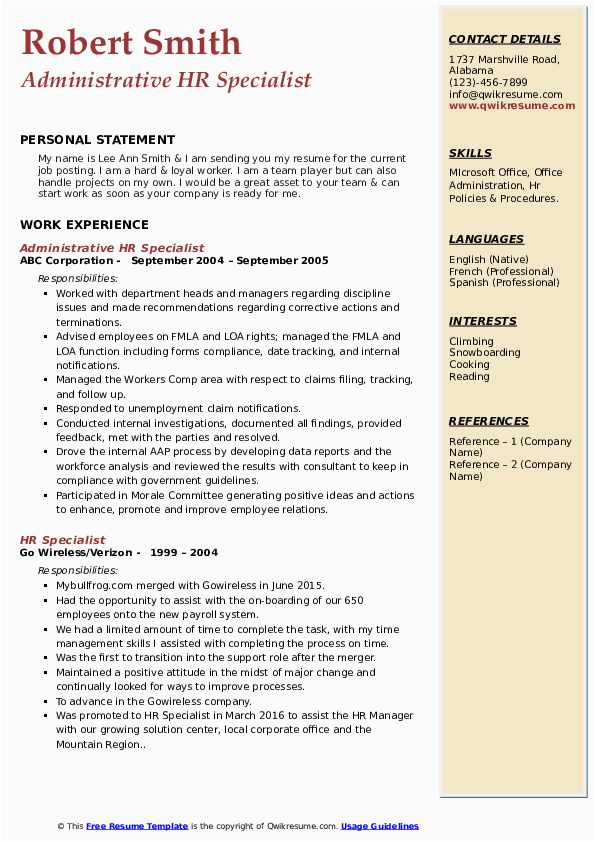 Sample Resume for Employee Relations Consultant Employee Relations Specialist Resume Samples