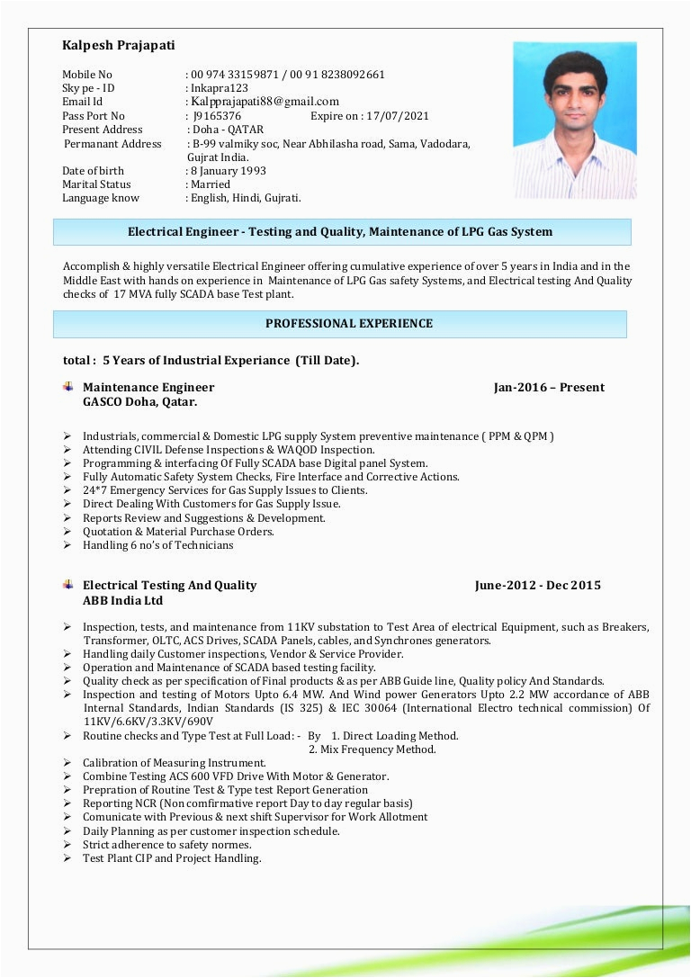 Sample Resume for Engineering Internship India Resume for Mechanical Engineer In India