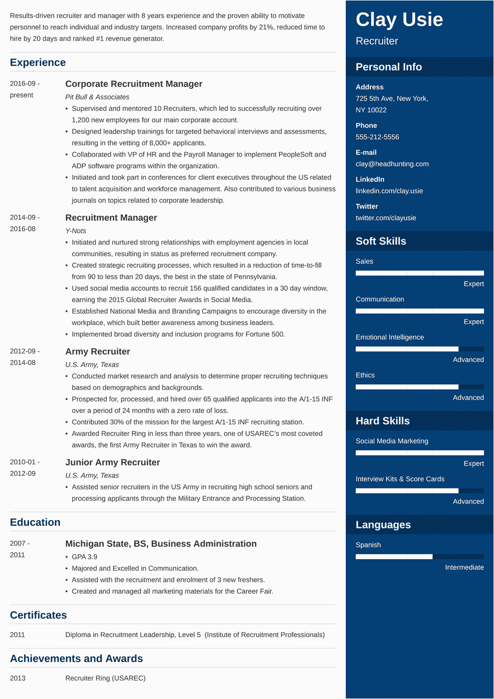 Sample Resume for Experienced Hr Recruiter Recruiter Resume Sample [entry Level It Hr Corporate]