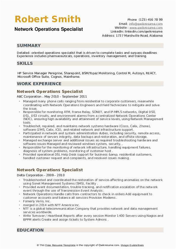 Sample Resume for Foster Home Licensing Specialist for Procurement Network Operations Specialist Resume Samples