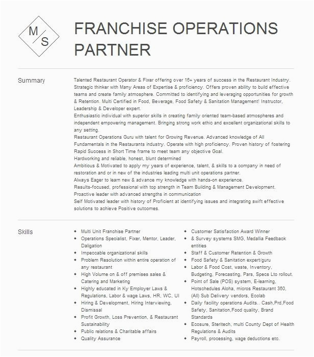 Sample Resume for Franchise Operations Manager Director Franchise Operations Resume Example Kam Sharp Enterprise S