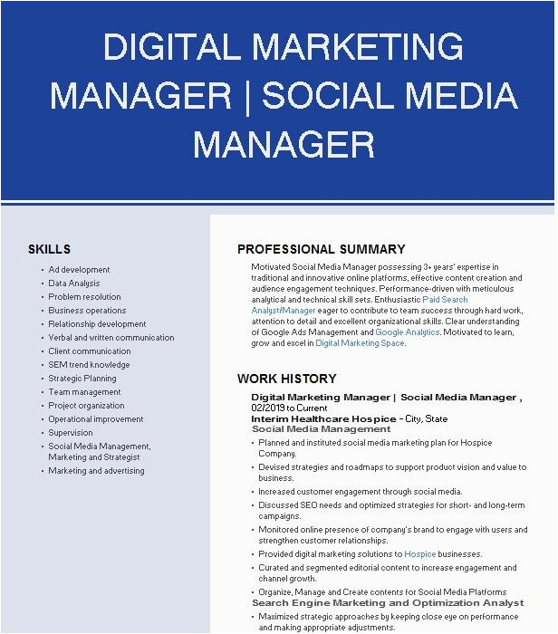 Sample Resume for Freelance Marketing Specialist Digital Marketing Specialist Resume Example Freelance Digital Key