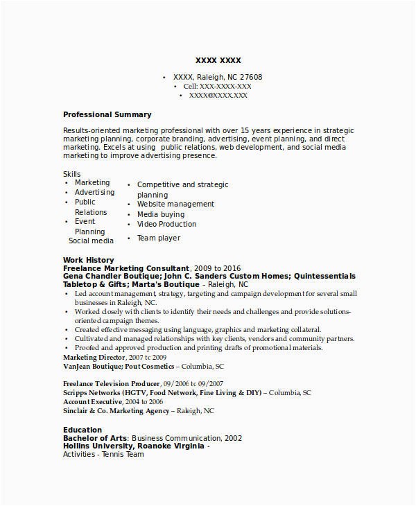Sample Resume for Freelance Marketing Specialist Marketing Resume Samples for Successful Job Hunters