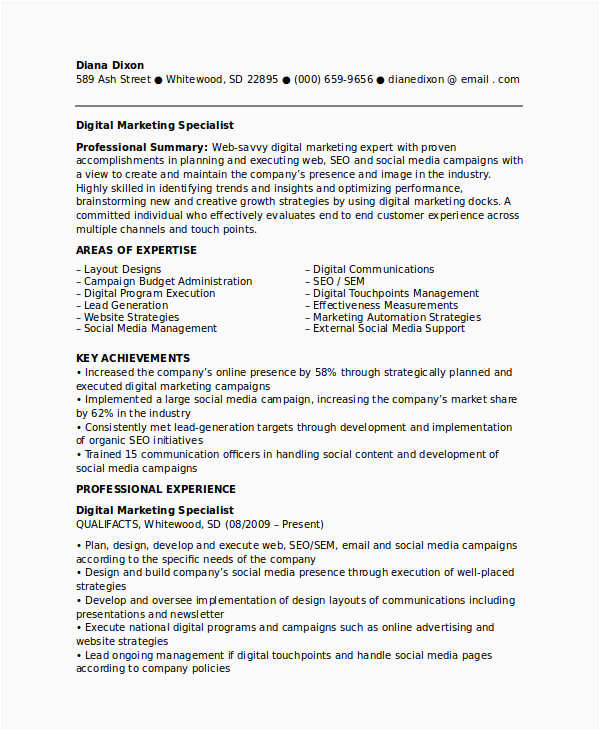 Sample Resume for Freelance Marketing Specialist Marketing Resume Samples for Successful Job Hunters
