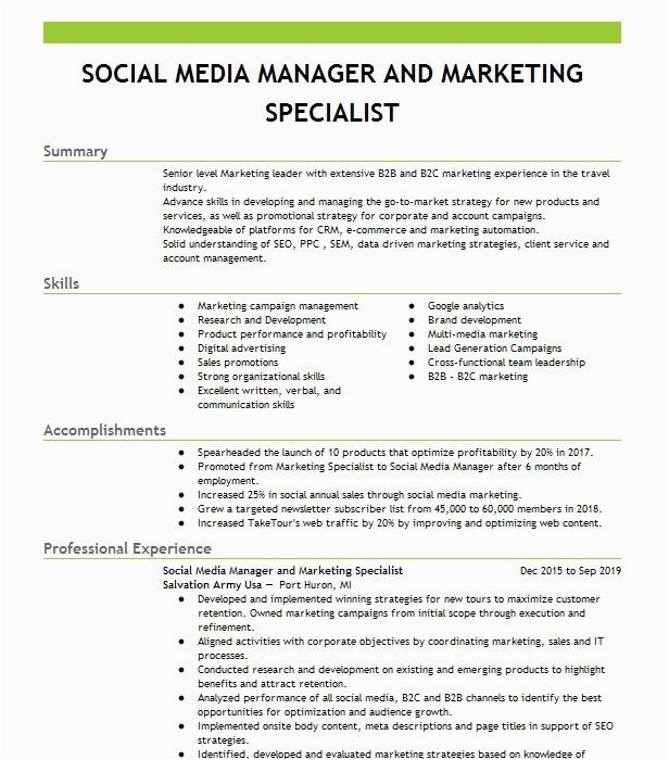 Sample Resume for Freelance Marketing Specialist social Media Marketing Specialist Resume Example Freelance Weymouth