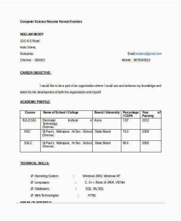 Sample Resume for Freshers It Engineers 12 Fresher Engineer Resume Templates Pdf Doc Sample Resume for Freshers It Engineers 12 Fresher Engineer Resume Templates Pdf Doc