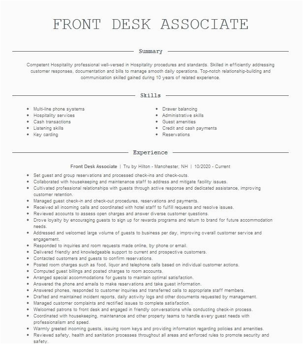 Sample Resume for Gym Front Desk Front Desk associate Resume Example Gold S Gym San