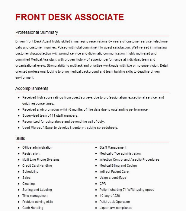 Sample Resume for Gym Front Desk Front Desk associate Resume Example Gold S Gym San