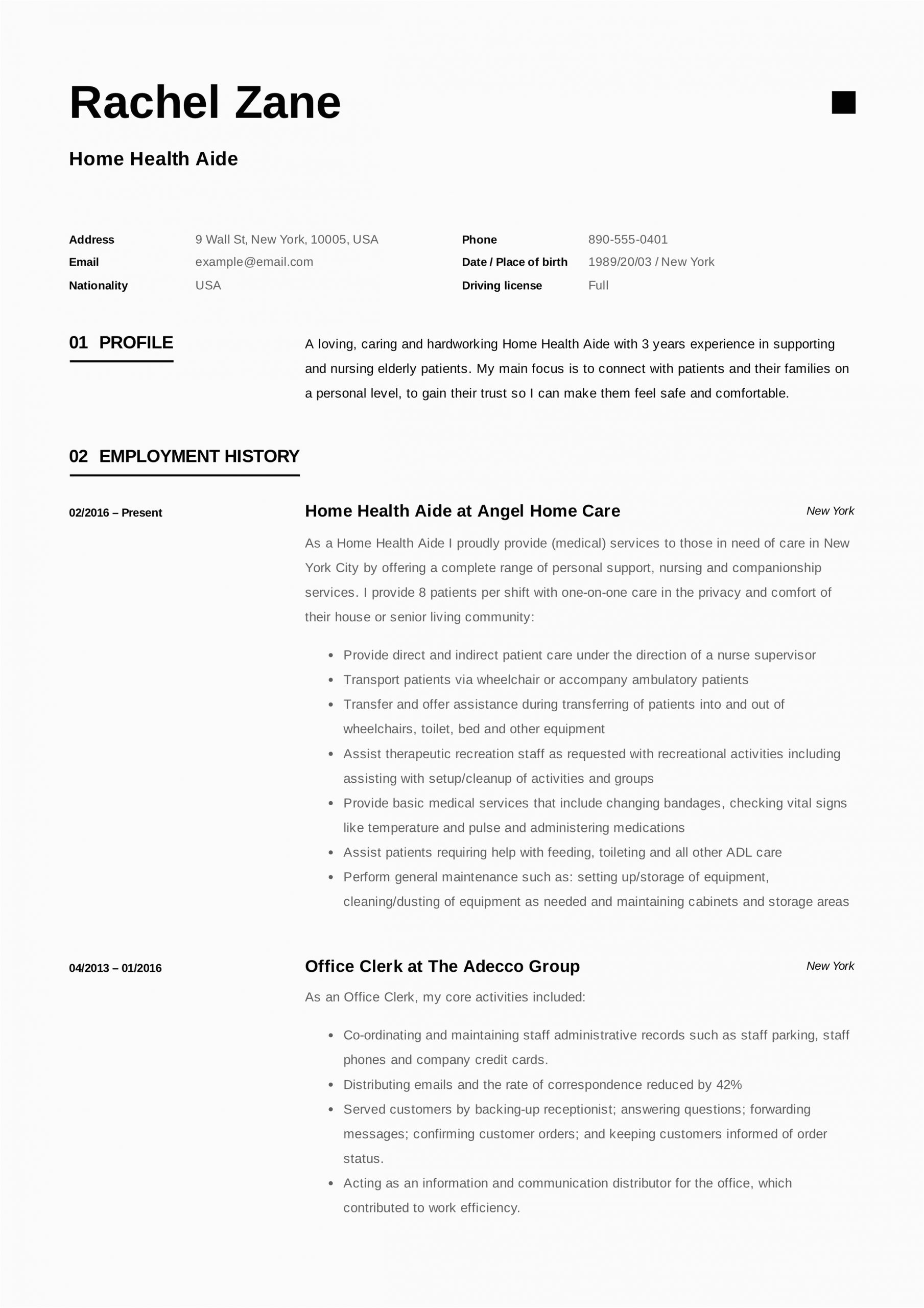 Sample Resume for Health Care Aide Job Home Health Aide Resume Sample & Writing Guide